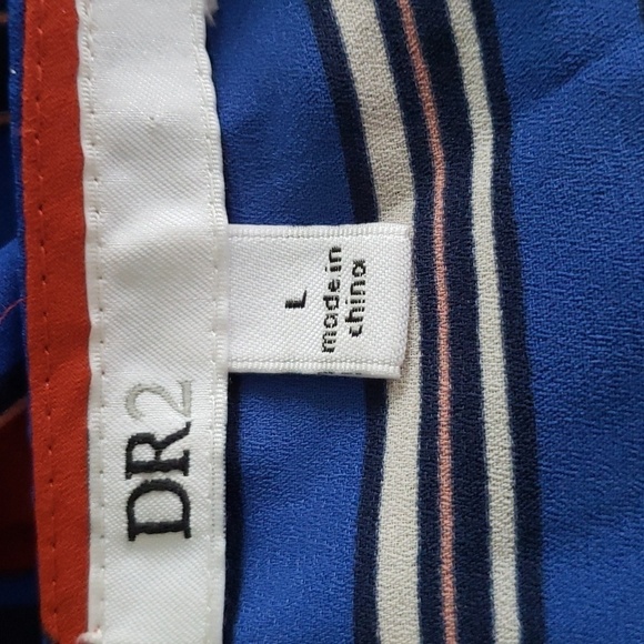 DR2 Multi Color Striped Short Sleeve Top Size L - Picture 6 of 7